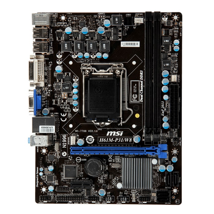 مادربرد کارکرده ام اس آی مدل MSI H61 M-P31-W8 DDR3 INTEL LGA1155 Mini-ATX
