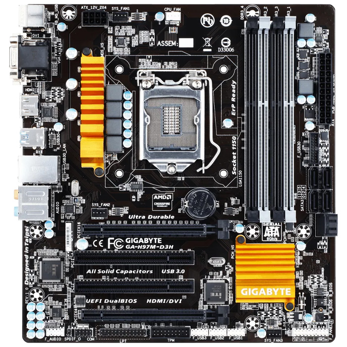 مادربرد کارکرده  گیگابایت مدل  GIGABYTE H97 M-D3H  DDR3