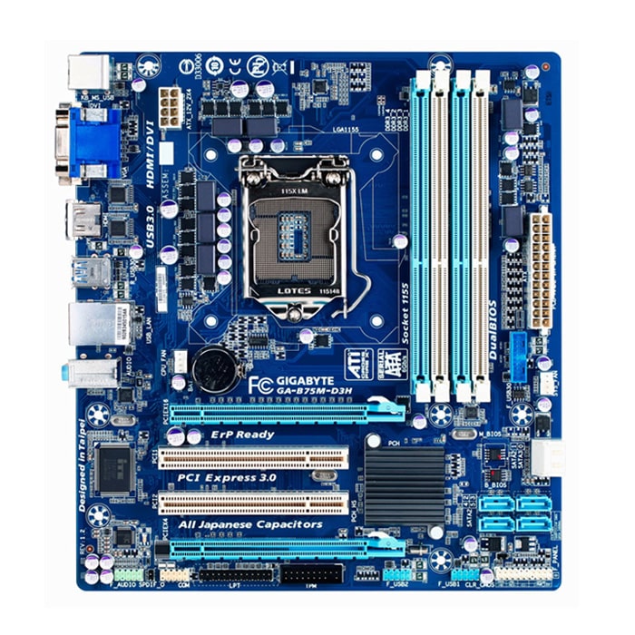 مادربرد کارکرده گیگابایت مدل GIGABYTE B75 M-D3H DDR3 INTEL LGA1155 Mini-ATX